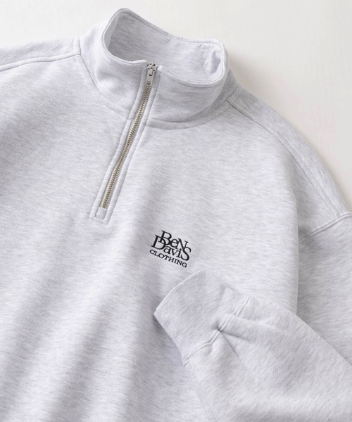 【BEN DAVIS/ベンデイビス】ブランドロゴ ワンポイント刺繍 ハーフジップスウェット/ビッグシルエット（スウェット）｜BEN DAVIS（ベンデイビス）