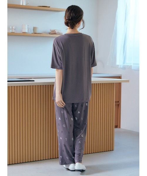 セール】【接触冷感】レーヨンロゴ柄ロングパンツ(ルームウェア セール】【接触冷感】レーヨンロゴ柄ロングパンツ(ルームウェア