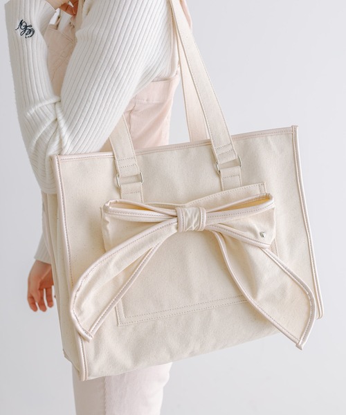 OLIVE des OLIVE(オリーブデオリーブ)の「【大人気リバイバル】Aimerianejoie リボンキャリーオントート(トートバッグ・レディース・ピンク/ブラック/アイボリー・FREE)」の21枚目の写真