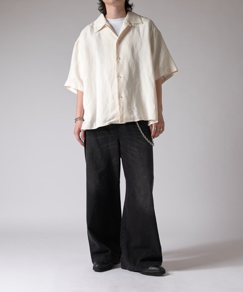 Lui's（ルイス）の「レーヨンリネンオープンカラーs/sシャツ（シャツ/ブラウス・メンズ・オフホワイト/チャコールグレー/ブラック・FREE）」の13枚目の写真