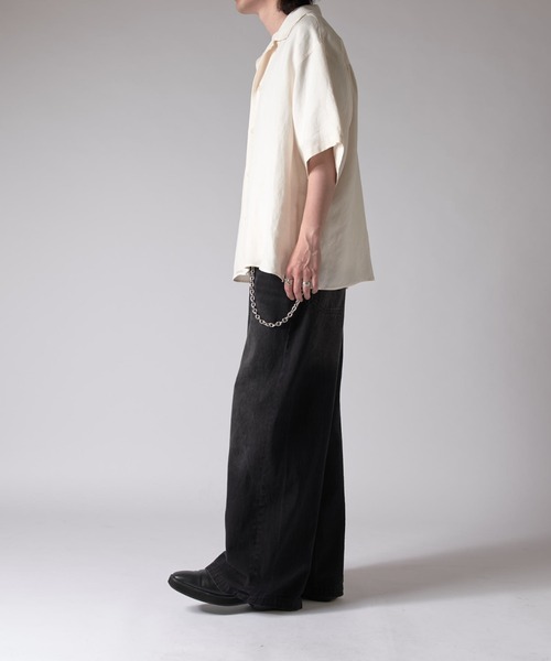 Lui's（ルイス）の「レーヨンリネンオープンカラーs/sシャツ（シャツ/ブラウス・メンズ・オフホワイト/チャコールグレー/ブラック・FREE）」の14枚目の写真