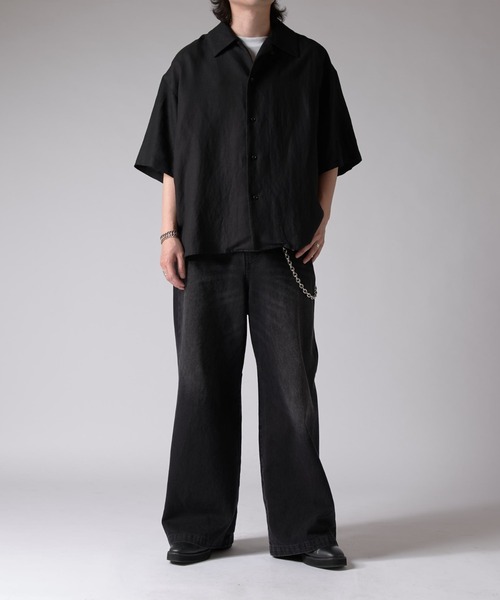 Lui's（ルイス）の「レーヨンリネンオープンカラーs/sシャツ（シャツ/ブラウス・メンズ・オフホワイト/チャコールグレー/ブラック・FREE）」の19枚目の写真