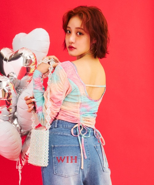 What Is Heart(ワットイズハート)の「shirring cut and sew - シャーリングカットソー -(Tシャツ/カットソー・レディース・ピンク/ブルー・FREE)」の2枚目の写真