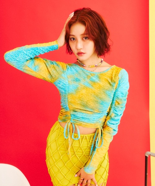 What Is Heart(ワットイズハート)の「shirring cut and sew - シャーリングカットソー -(Tシャツ/カットソー・レディース・ピンク/ブルー・FREE)」の1枚目の写真