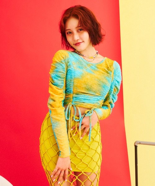 What Is Heart(ワットイズハート)の「shirring cut and sew - シャーリングカットソー -(Tシャツ/カットソー・レディース・ピンク/ブルー・FREE)」の3枚目の写真