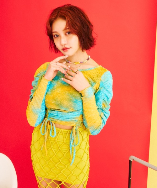 What Is Heart(ワットイズハート)の「shirring cut and sew - シャーリングカットソー -(Tシャツ/カットソー・レディース・ピンク/ブルー・FREE)」の4枚目の写真
