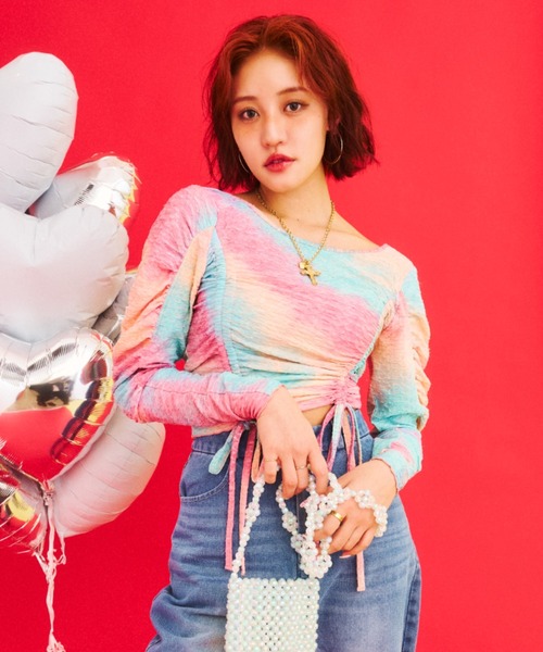 What Is Heart(ワットイズハート)の「shirring cut and sew - シャーリングカットソー -(Tシャツ/カットソー・レディース・ピンク/ブルー・FREE)」の9枚目の写真
