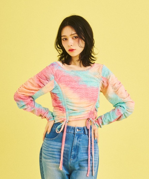 What Is Heart(ワットイズハート)の「shirring cut and sew - シャーリングカットソー -(Tシャツ/カットソー・レディース・ピンク/ブルー・FREE)」の15枚目の写真