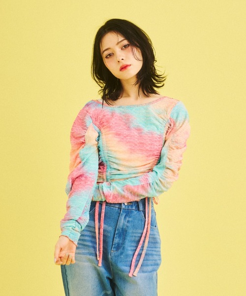 What Is Heart(ワットイズハート)の「shirring cut and sew - シャーリングカットソー -(Tシャツ/カットソー・レディース・ピンク/ブルー・FREE)」の16枚目の写真
