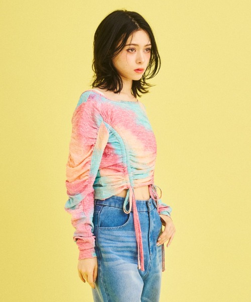 What Is Heart(ワットイズハート)の「shirring cut and sew - シャーリングカットソー -(Tシャツ/カットソー・レディース・ピンク/ブルー・FREE)」の17枚目の写真