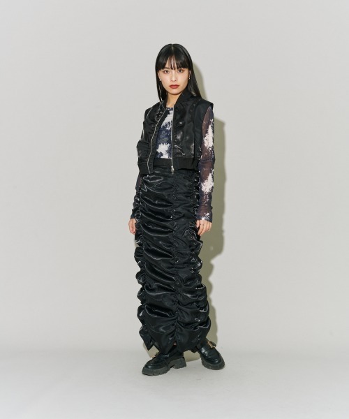 TELA オーガンジーギャザースカート プロポーションボディドレッシング PROPORTION BODY DRESSING