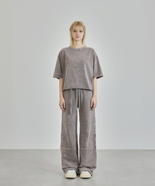 Ruelle（ルーエル）の「【Ruelle】Pigment-Dyed Cropped T-Shirt / ピグメント加工クロップド丈Tシャツ（Tシャツ/カットソー・メンズ・ブラック/アッシュグレー・L/M/S）」の22枚目の写真