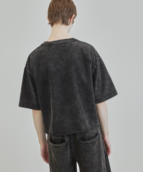 Ruelle（ルーエル）の「【Ruelle】Pigment-Dyed Cropped T-Shirt / ピグメント加工クロップド丈Tシャツ（Tシャツ/カットソー・メンズ・ブラック/アッシュグレー・L/M/S）」の14枚目の写真