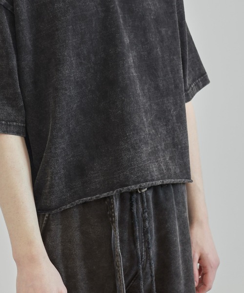 Ruelle（ルーエル）の「【Ruelle】Pigment-Dyed Cropped T-Shirt / ピグメント加工クロップド丈Tシャツ（Tシャツ/カットソー・メンズ・ブラック/アッシュグレー・L/M/S）」の18枚目の写真