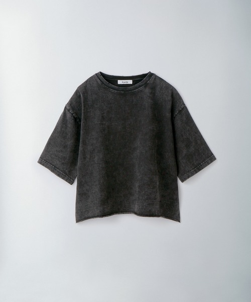 Ruelle（ルーエル）の「【Ruelle】Pigment-Dyed Cropped T-Shirt / ピグメント加工クロップド丈Tシャツ（Tシャツ/カットソー・メンズ・ブラック/アッシュグレー・L/M/S）」の6枚目の写真