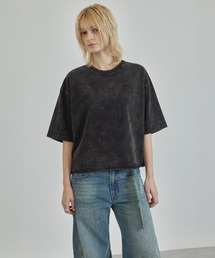 Ruelle（ルーエル）の「【Ruelle】Pigment-Dyed Cropped T-Shirt / ピグメント加工クロップド丈Tシャツ（Tシャツ/カットソー）」