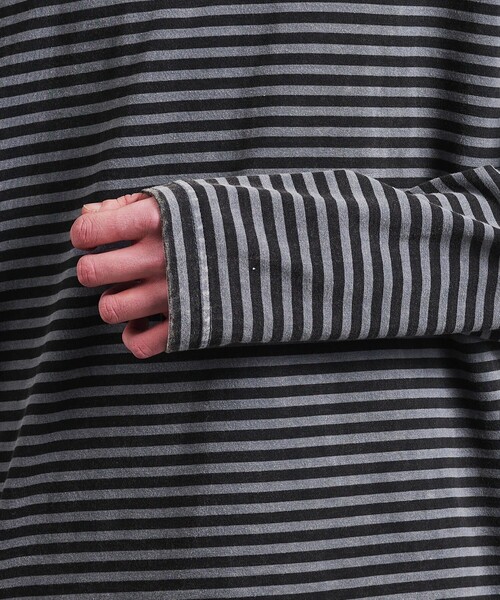 MONKEY TIME（モンキータイム）の「アシッドウォッシュ ボーダー ロングスリーブ Tシャツ（Tシャツ/カットソー・メンズ・ダークグレー/ピンク・S/XL/M/L）」の16枚目の写真