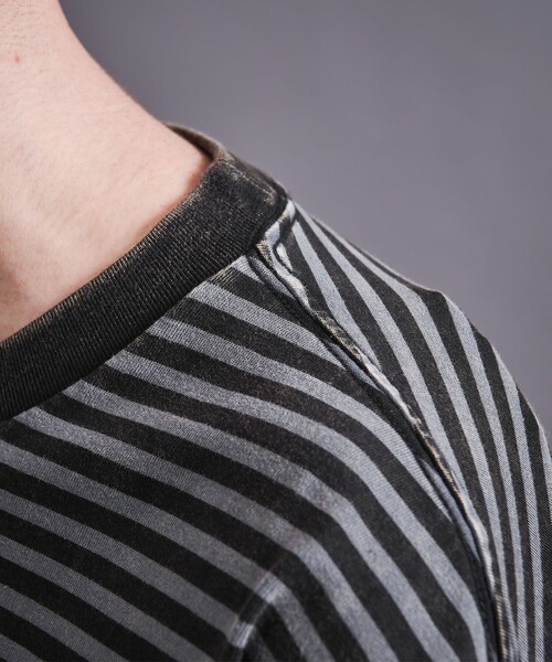 MONKEY TIME（モンキータイム）の「アシッドウォッシュ ボーダー ロングスリーブ Tシャツ（Tシャツ/カットソー・メンズ・ダークグレー/ピンク・S/XL/M/L）」の13枚目の写真