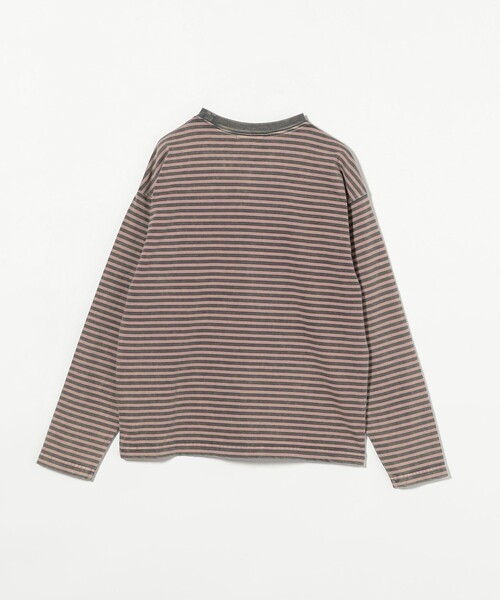 セール】アシッドウォッシュ ボーダー ロングスリーブ Tシャツ