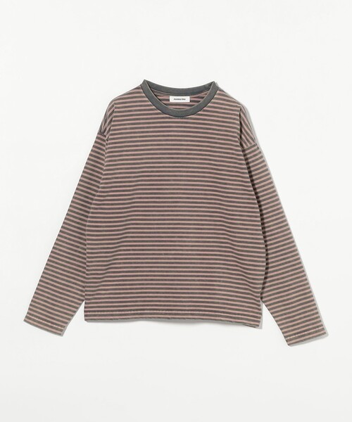 セール】アシッドウォッシュ ボーダー ロングスリーブ Tシャツ