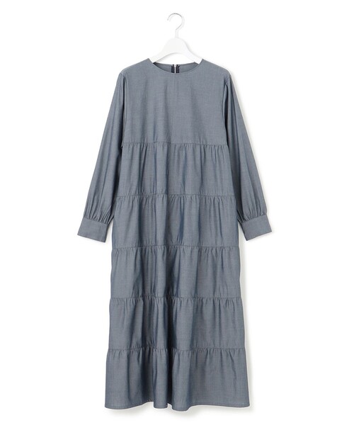 J.PRESS YORK STREET(ジェイプレスヨークストリート)の「【WOMEN】ティアード ワンピース(ワンピース・レディース・ネイビー系/ブルー系・F)」の2枚目の写真