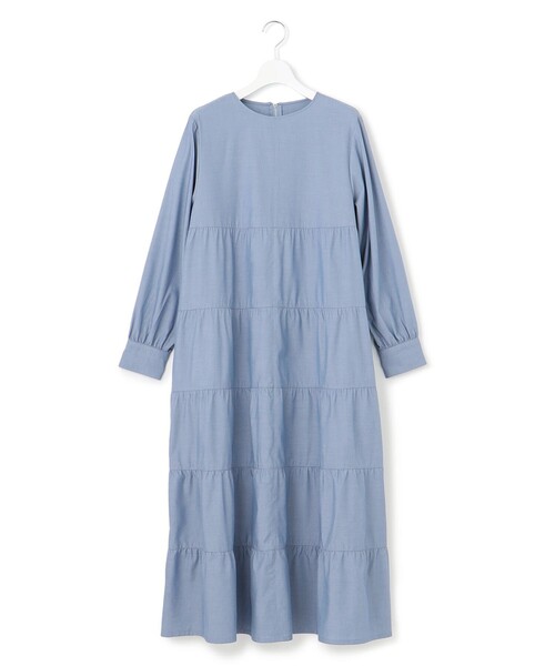 J.PRESS YORK STREET(ジェイプレスヨークストリート)の「【WOMEN】ティアード ワンピース(ワンピース・レディース・ネイビー系/ブルー系・F)」の1枚目の写真