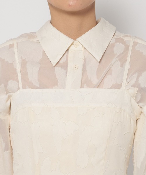 mysty woman(ミスティウーマン)の「【セットワンピ】フラワージャガードシアーシャツSETワンピース 325559(ワンピース・レディース・アイボリー/ブラック・FREE)」の18枚目の写真