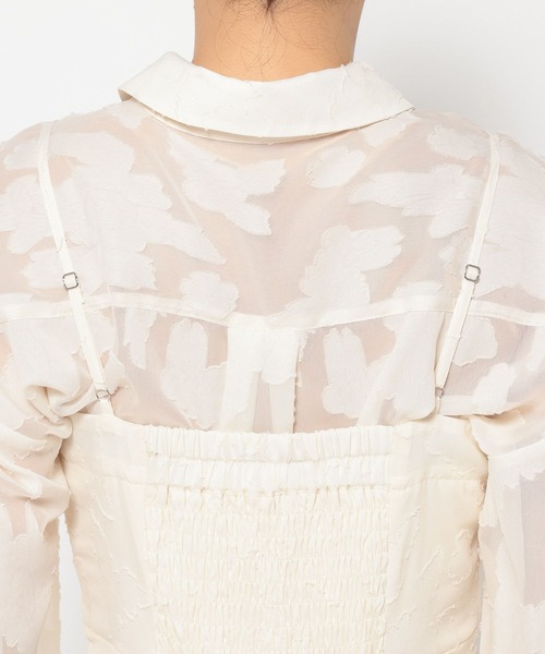 mysty woman(ミスティウーマン)の「【セットワンピ】フラワージャガードシアーシャツSETワンピース 325559(ワンピース・レディース・アイボリー/ブラック・FREE)」の14枚目の写真