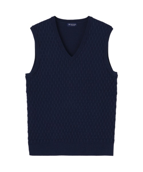 BRICK HOUSE by TOKYO SHIRT(ブリックハウス)の「Vネックニットベスト バスケット柄(ベスト・メンズ・ブラック/ネイビー・LL/L/M)」の1枚目の写真