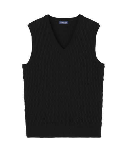 BRICK HOUSE by TOKYO SHIRT(ブリックハウス)の「Vネックニットベスト バスケット柄(ベスト・メンズ・ブラック/ネイビー・LL/L/M)」の2枚目の写真