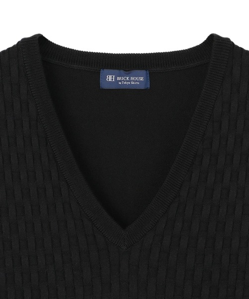 BRICK HOUSE by TOKYO SHIRT(ブリックハウス)の「Vネックニットベスト バスケット柄(ベスト・メンズ・ブラック/ネイビー・LL/L/M)」の5枚目の写真