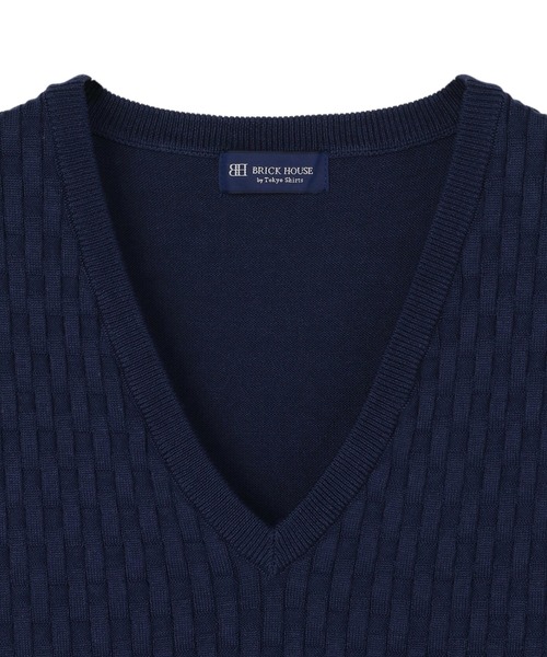 BRICK HOUSE by TOKYO SHIRT(ブリックハウス)の「Vネックニットベスト バスケット柄(ベスト・メンズ・ブラック/ネイビー・LL/L/M)」の10枚目の写真