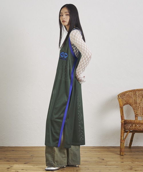 OKIRAKU（オキラク）の「(OKIRAKU×ROSE BUD)MESH  TANK DRESS（ワンピース・レディース・グリーン/ブラック・ONE SIZE）」の6枚目の写真