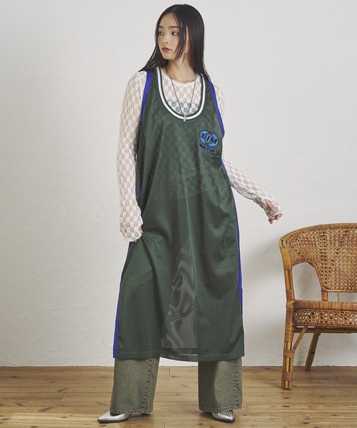 OKIRAKU（オキラク）の「(OKIRAKU×ROSE BUD)MESH  TANK DRESS（ワンピース・レディース・グリーン/ブラック・ONE SIZE）」の10枚目の写真