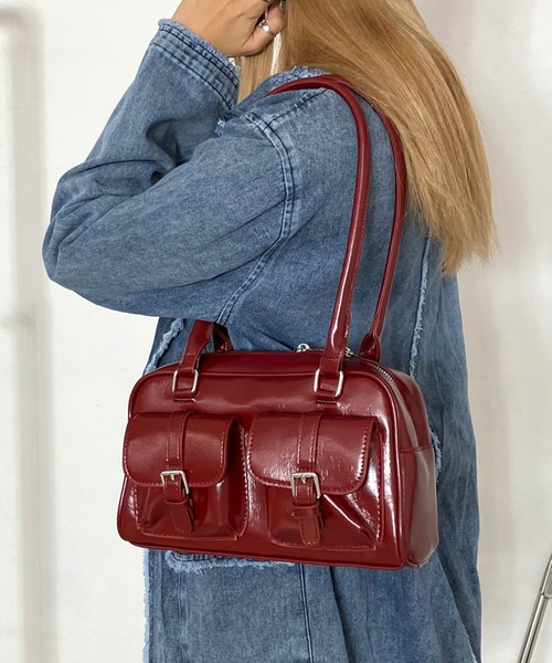 セール】2ポケット付合成皮革ボストンバッグ（ボストンバッグ）｜non