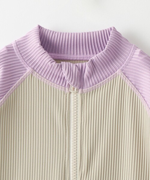 green label relaxing（グリーンレーベルリラクシング）の「GLR バイカラー ラッシュガード / キッズ 100cm-130cm（水着・キッズ・オリーブ/ライラック・100cm/110cm/120cm/130cm）」の4枚目の写真