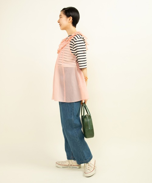 Dot＆Stripes CHILD WOMAN（ドットアンドストライプス　チャイルドウーマン）の「ナイロンフリルティアード ノースリブラウス（シャツ/ブラウス・レディース・ネイビー/イエロー/ピンク・FREE）」の18枚目の写真