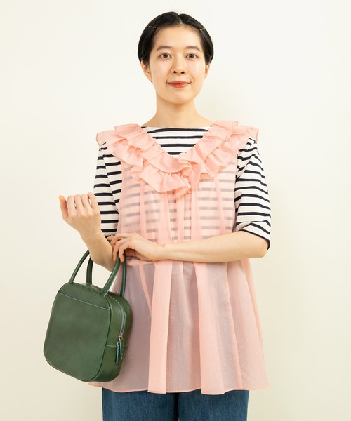 Dot＆Stripes CHILD WOMAN（ドットアンドストライプス　チャイルドウーマン）の「ナイロンフリルティアード ノースリブラウス（シャツ/ブラウス・レディース・ネイビー/イエロー/ピンク・FREE）」の16枚目の写真