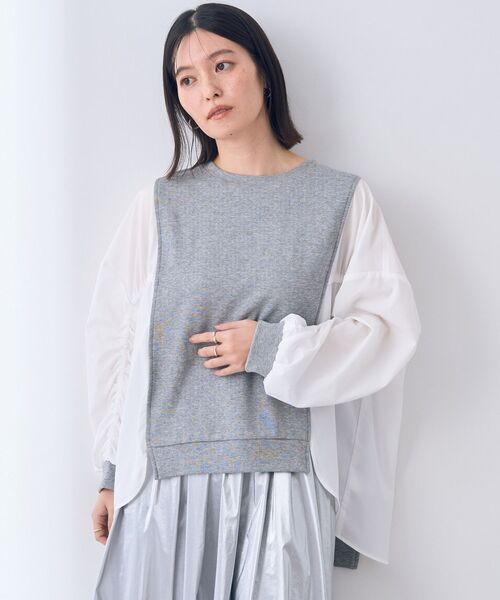 Editt by YECCA VECCA(エディットバイイェッカヴェッカ)の「ギャザーデザインプルオーバー(Tシャツ/カットソー・レディース・グレー/ブラック・FREE)」の2枚目の写真
