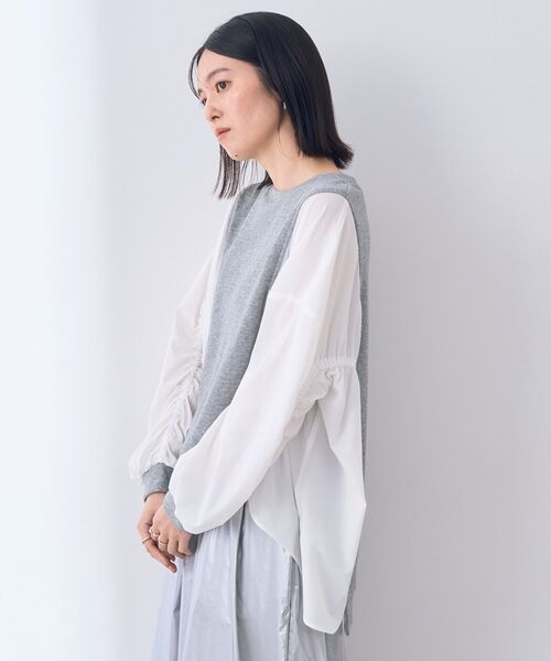 Editt by YECCA VECCA(エディットバイイェッカヴェッカ)の「ギャザーデザインプルオーバー(Tシャツ/カットソー・レディース・グレー/ブラック・FREE)」の5枚目の写真