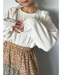 Samansa Mos2 | ドビーストライプレースフリルブラウス(シャツ/ブラウス)