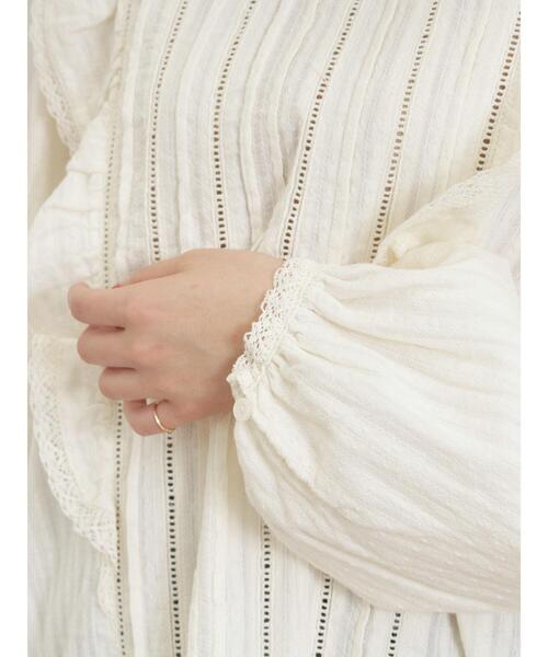 Samansa Mos2（サマンサ モスモス）の「ドビーストライプレースフリルブラウス（シャツ/ブラウス・レディース・ブルー/オフホワイト/レッド/ブラック・F）」の10枚目の写真