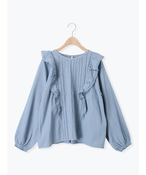 Samansa Mos2（サマンサ モスモス）の「ドビーストライプレースフリルブラウス（シャツ/ブラウス・レディース・ブルー/オフホワイト/レッド/ブラック・F）」の15枚目の写真