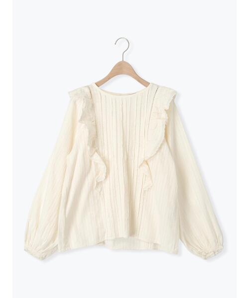 Samansa Mos2（サマンサ モスモス）の「ドビーストライプレースフリルブラウス（シャツ/ブラウス・レディース・ブルー/オフホワイト/レッド/ブラック・F）」の16枚目の写真