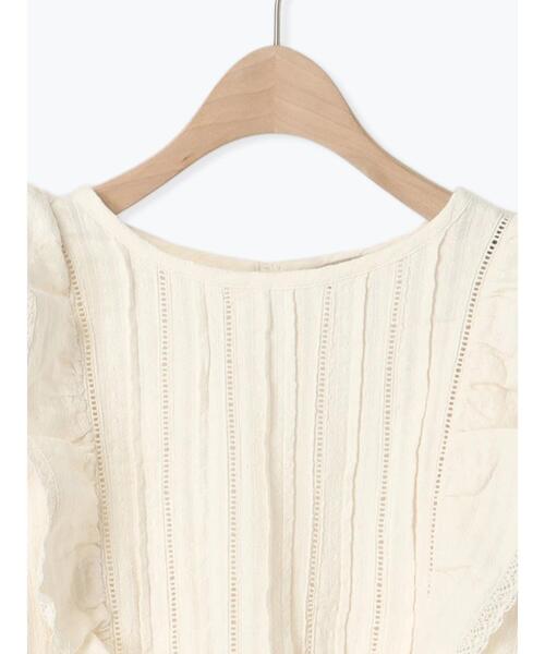 Samansa Mos2（サマンサ モスモス）の「ドビーストライプレースフリルブラウス（シャツ/ブラウス・レディース・ブルー/オフホワイト/レッド/ブラック・F）」の18枚目の写真