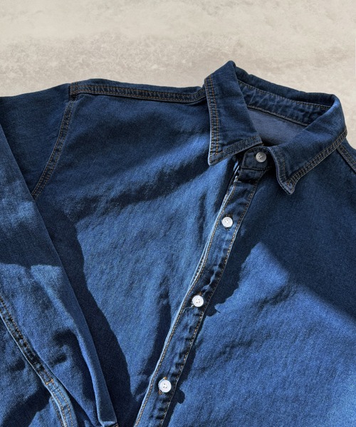 ABYS（アビス）の「オーバーサイズ デニムシャツ（シャツ/ブラウス・レディース・インディゴブルー・SMALL/MEDIUM/LARGE）」の12枚目の写真