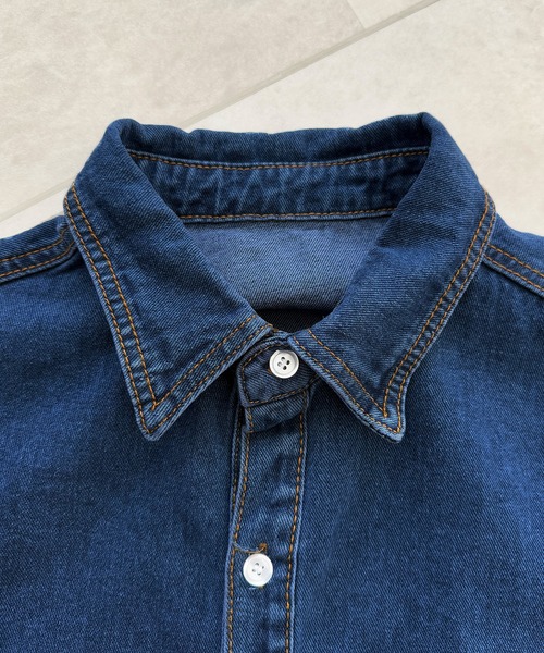 ABYS（アビス）の「オーバーサイズ デニムシャツ（シャツ/ブラウス・レディース・インディゴブルー・SMALL/MEDIUM/LARGE）」の13枚目の写真