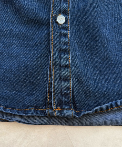 ABYS（アビス）の「オーバーサイズ デニムシャツ（シャツ/ブラウス・レディース・インディゴブルー・SMALL/MEDIUM/LARGE）」の14枚目の写真