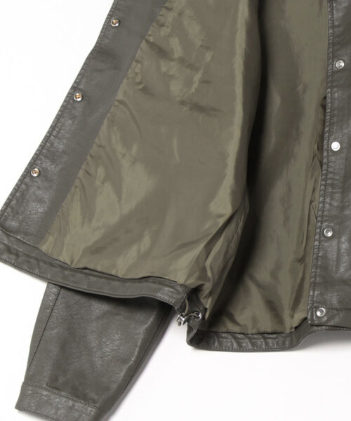 aimoha（アイモハ）の「クラシックカラーデザインPUレザージャケット（ライダースジャケット・レディース・ブラック/カーキ/グレー・MEDIUM/LARGE）」の5枚目の写真