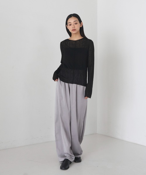 hellam(へラム)の「杢スラブメロートップス(Tシャツ/カットソー・レディース・イエロー/ブラック/杢グレー/アイボリー・FREE)」の9枚目の写真